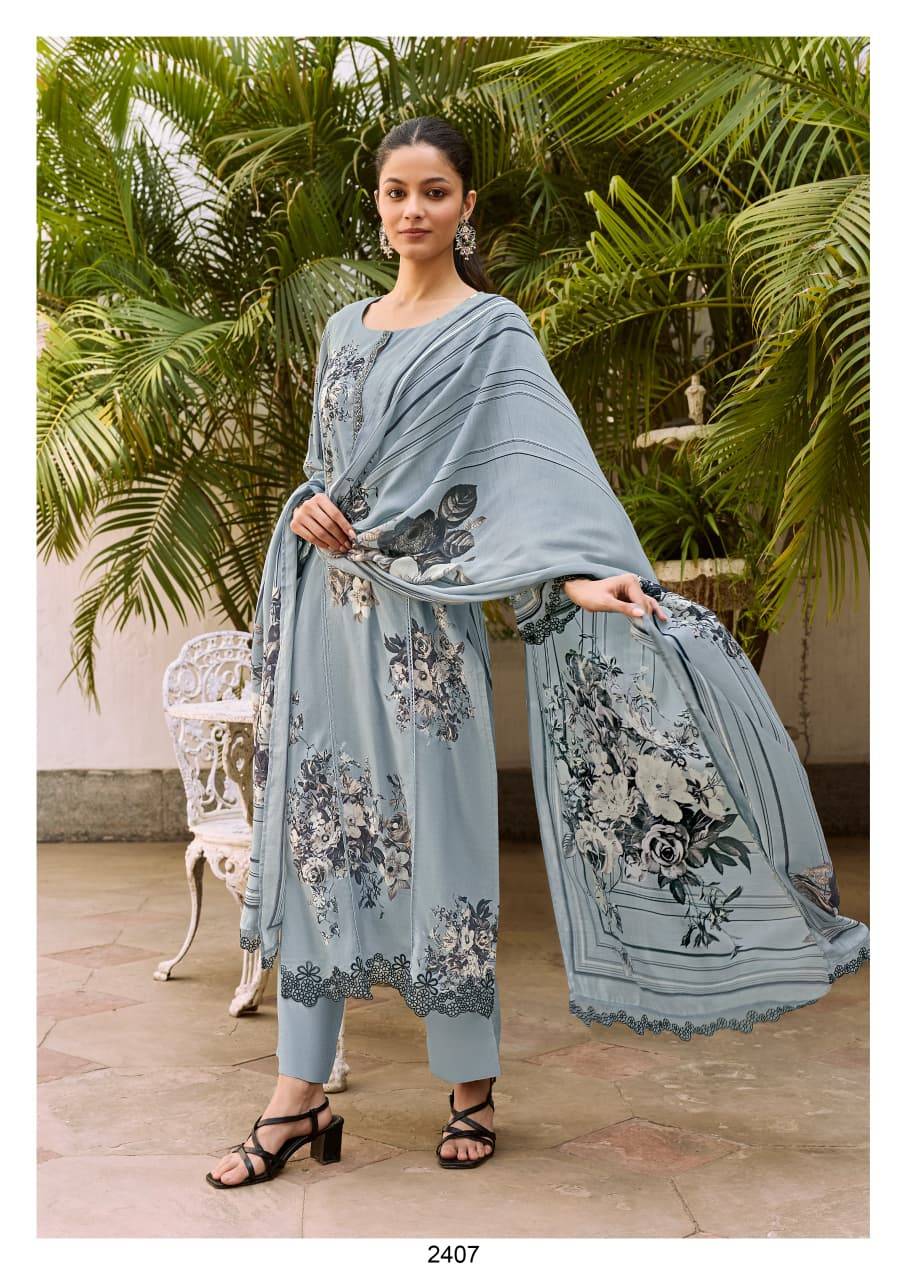 Shaam By Kimora suit 2407 To 2410 Series Stylish Beautiful Colourful Muslin Dresses At Wholesale Price